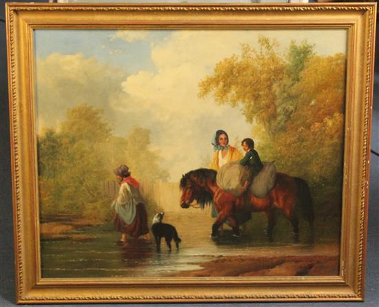 Samuel John Egbert Jones (fl.1812-1849) Crossing the ford, 25 x 30in.